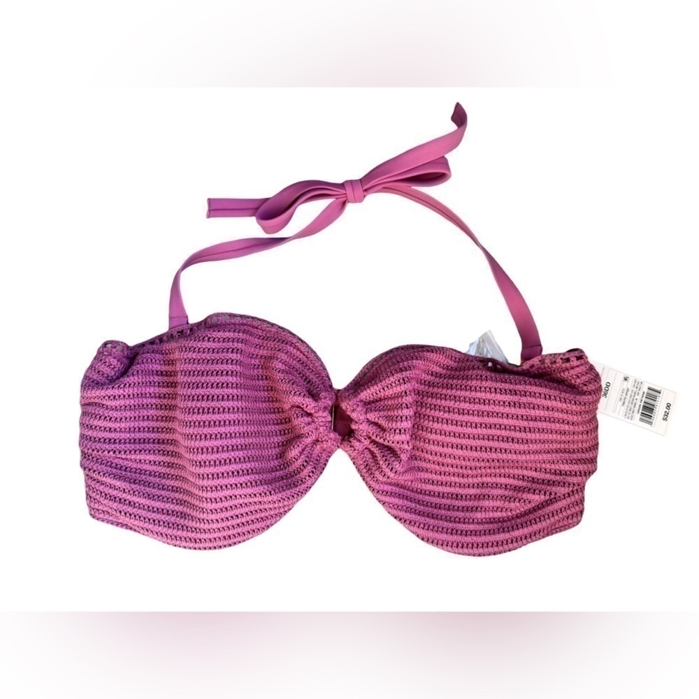 🎯 NWT Shade & Shore Magenta Crochet Convertible Halter Strapless Bikini Top